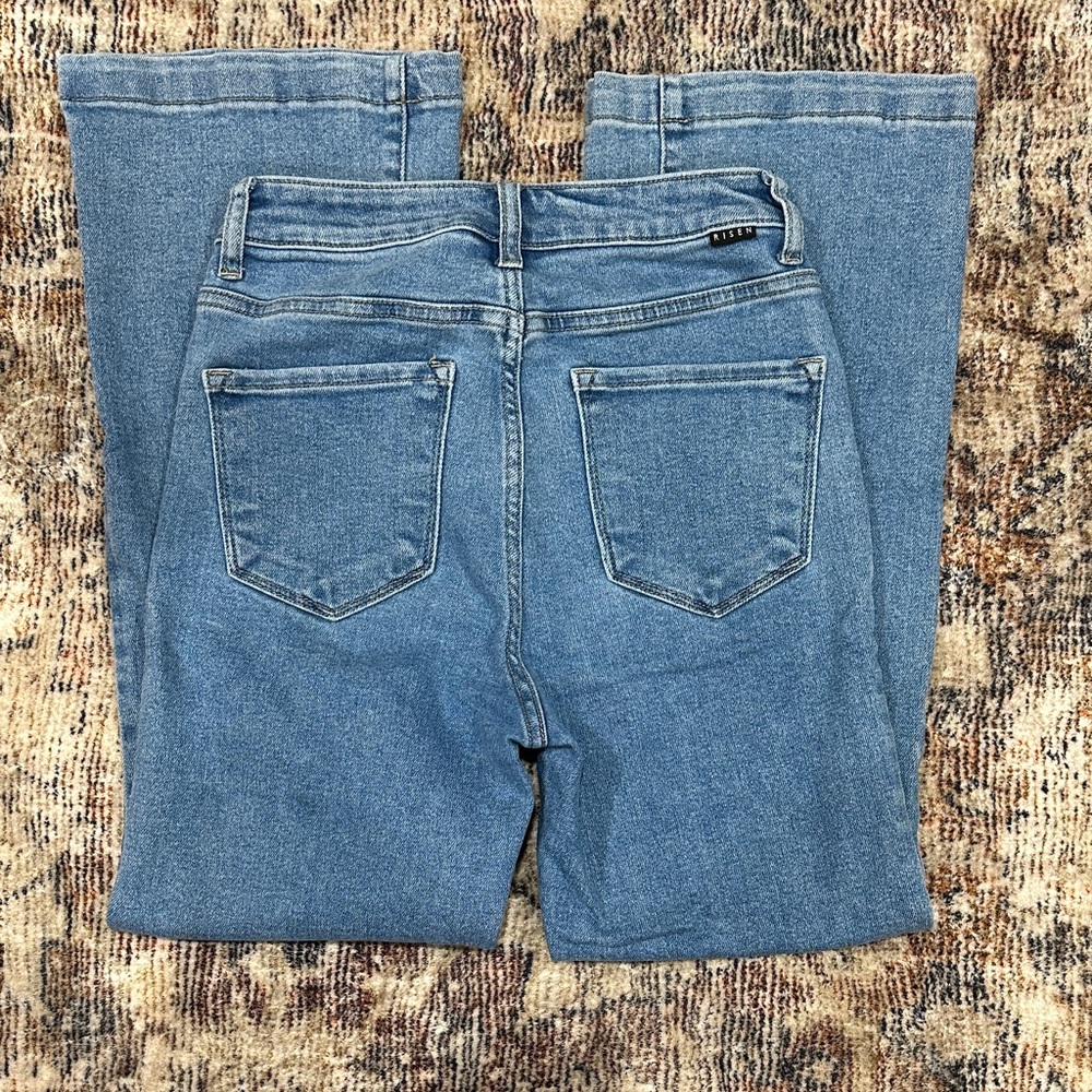 Risen Blue Flare Crop Women's Jeans - Picture 5 of 7